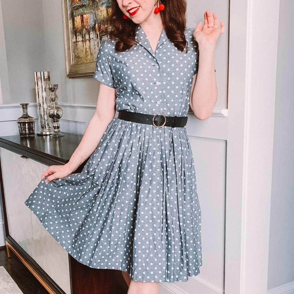 Myrtlewood of California Polka Dot Shirtdress Sz S